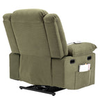 Fauteuil inclinable releveur beige pour personnes âgées avec massage, chauffage, inclinaison réglable, rangement latéral et fonctions de positionnement multiples