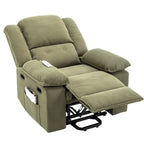 Fauteuil inclinable releveur beige pour personnes âgées avec massage, chauffage, inclinaison réglable, rangement latéral et fonctions de positionnement multiples