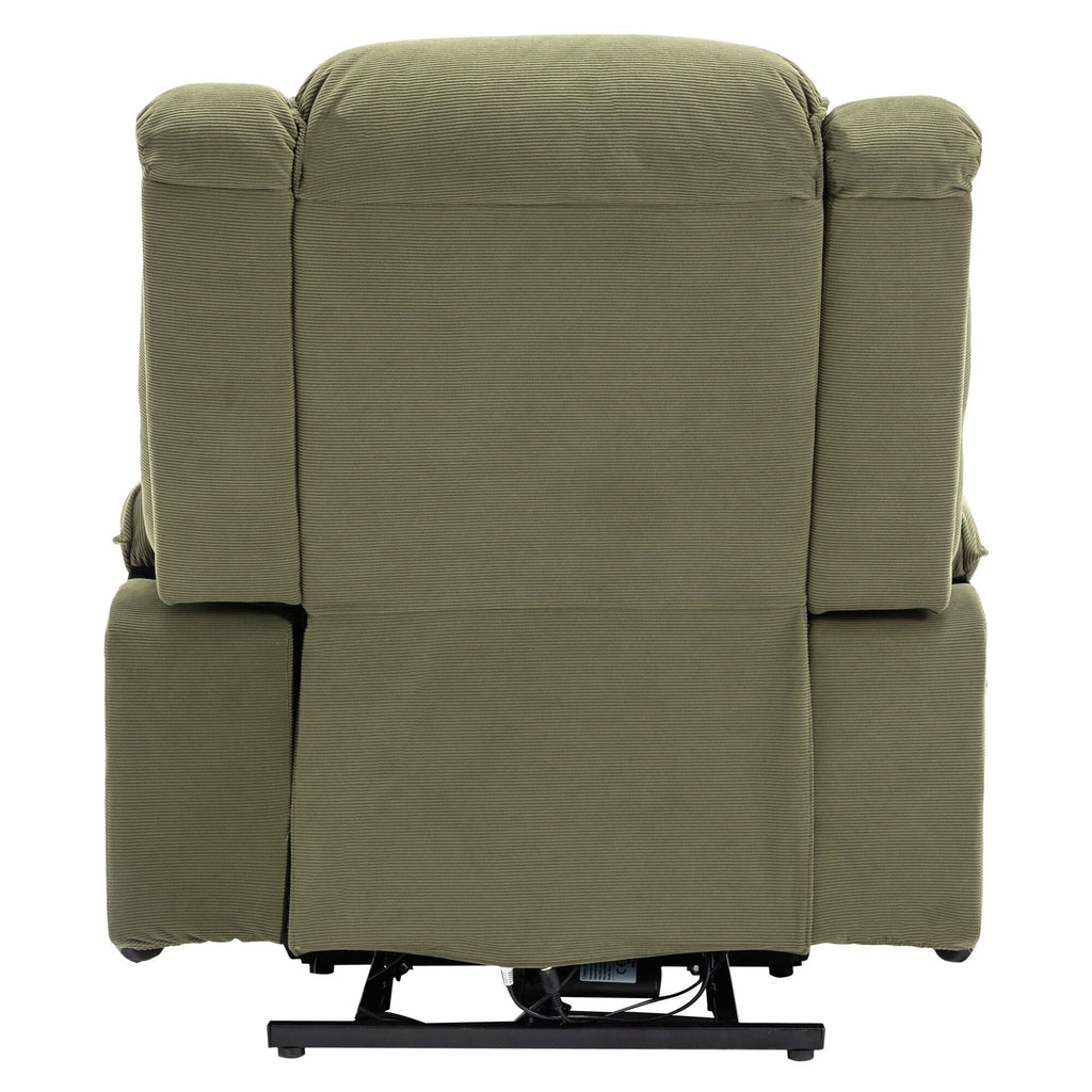 Fauteuil inclinable releveur beige pour personnes âgées avec massage, chauffage, inclinaison réglable, rangement latéral et plusieurs options de positionnement