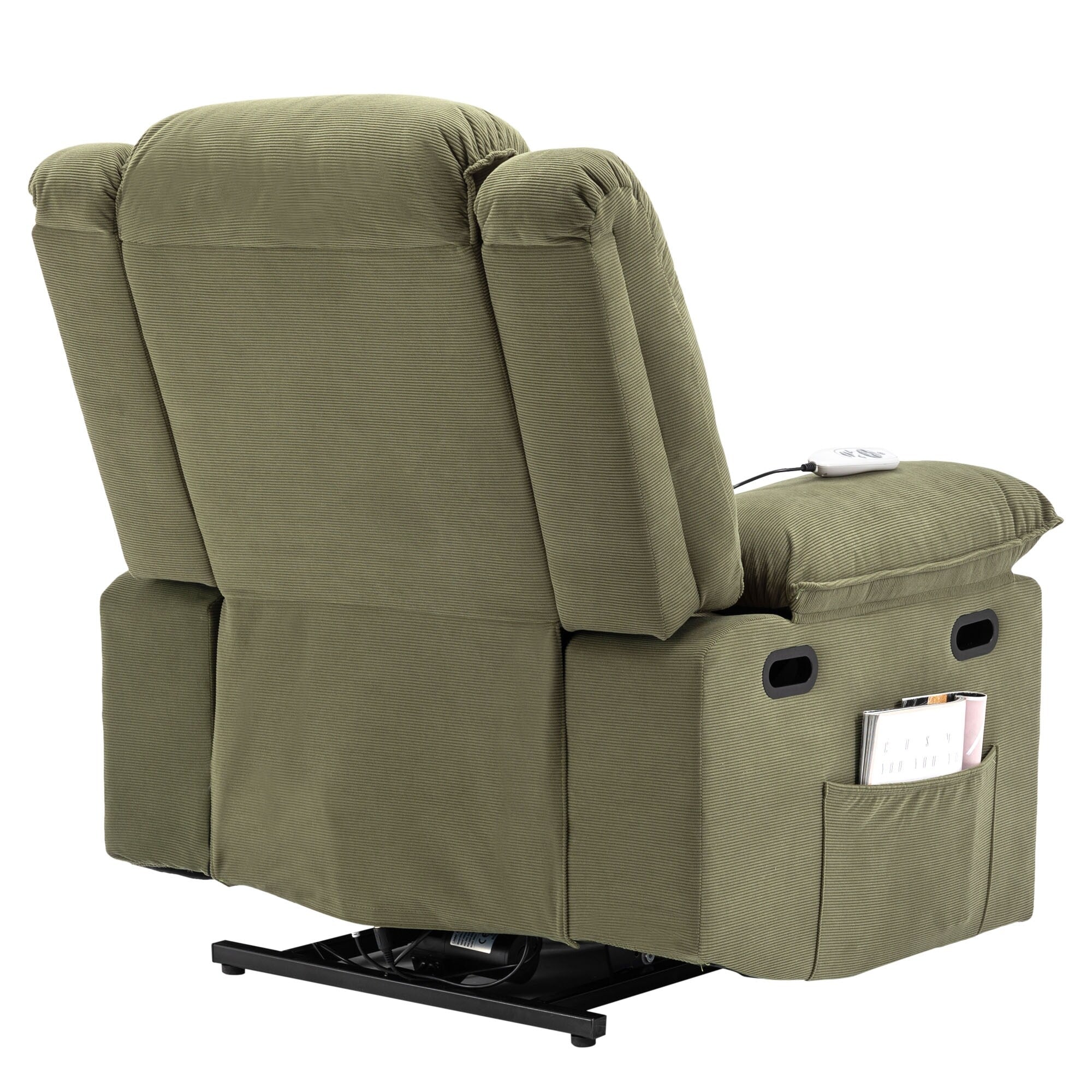Fauteuil inclinable releveur beige pour personnes âgées avec massage, chauffage, inclinaison réglable, rangement latéral et plusieurs options de positionnement