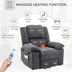 Fauteuil inclinable releveur beige pour personnes âgées avec massage, chauffage, inclinaison réglable, rangement latéral et plusieurs options de positionnement
