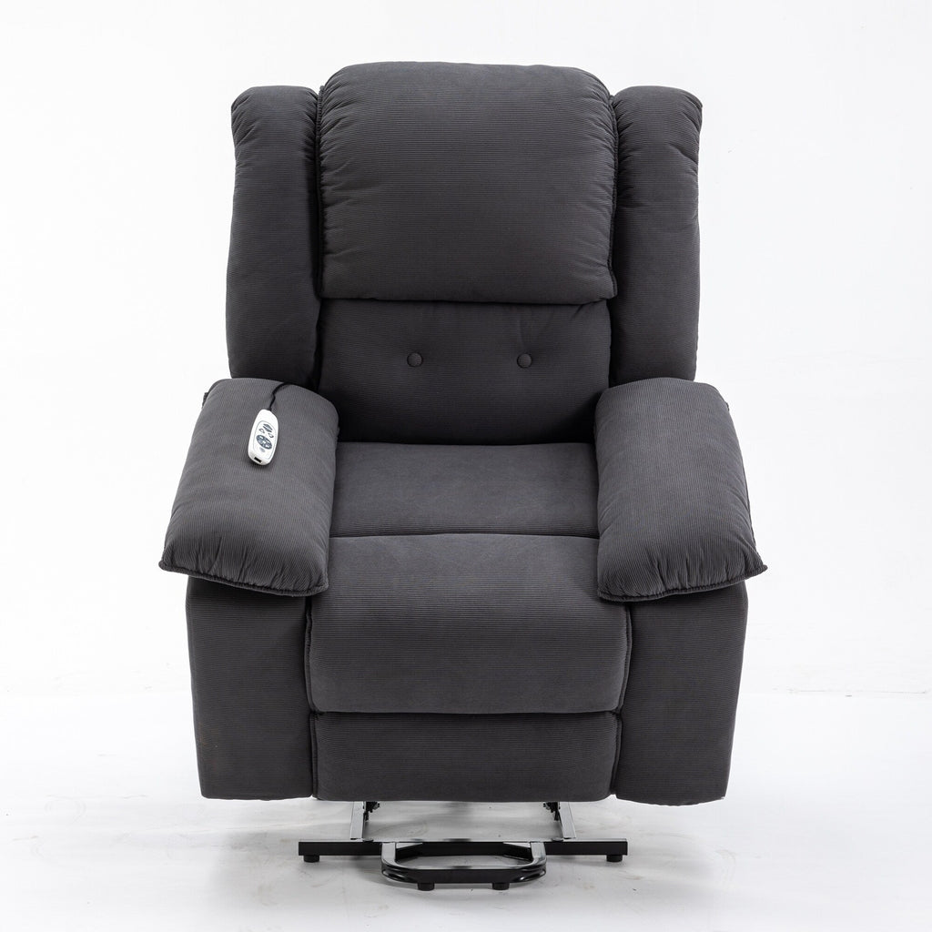 Fauteuil inclinable releveur beige pour personnes âgées avec massage, chauffage, inclinaison réglable, rangement latéral et plusieurs options de positionnement