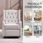 Fauteuil inclinable manuel pivotant à 360° en lin beige avec dossier capitonné et repose-pieds pour salon et chambre