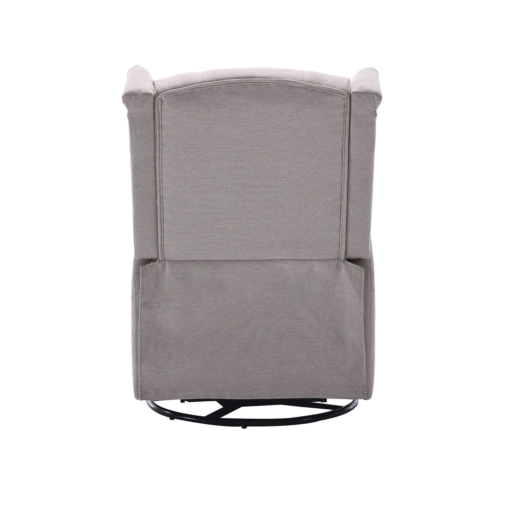 Fauteuil inclinable manuel pivotant à 360° en lin beige avec dossier capitonné et repose-pieds pour salon et chambre