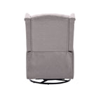 Fauteuil inclinable manuel pivotant à 360° en lin beige avec dossier capitonné et repose-pieds pour salon et chambre