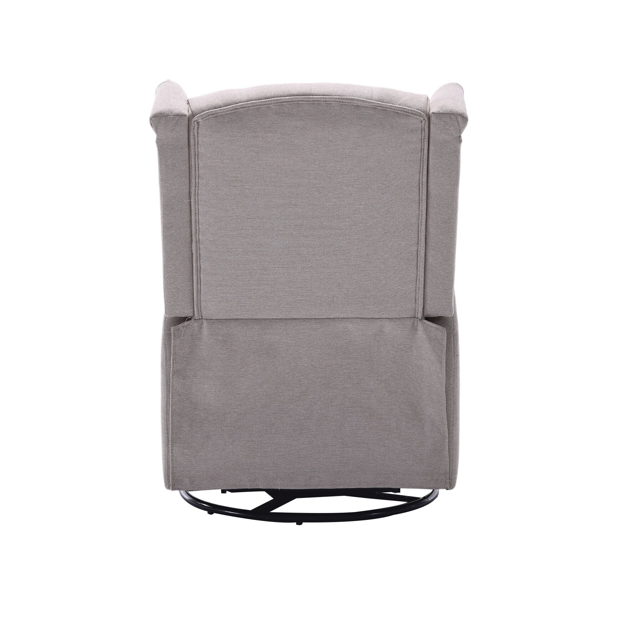 Fauteuil inclinable manuel pivotant à 360° en lin beige avec dossier capitonné et repose-pieds pour salon et chambre