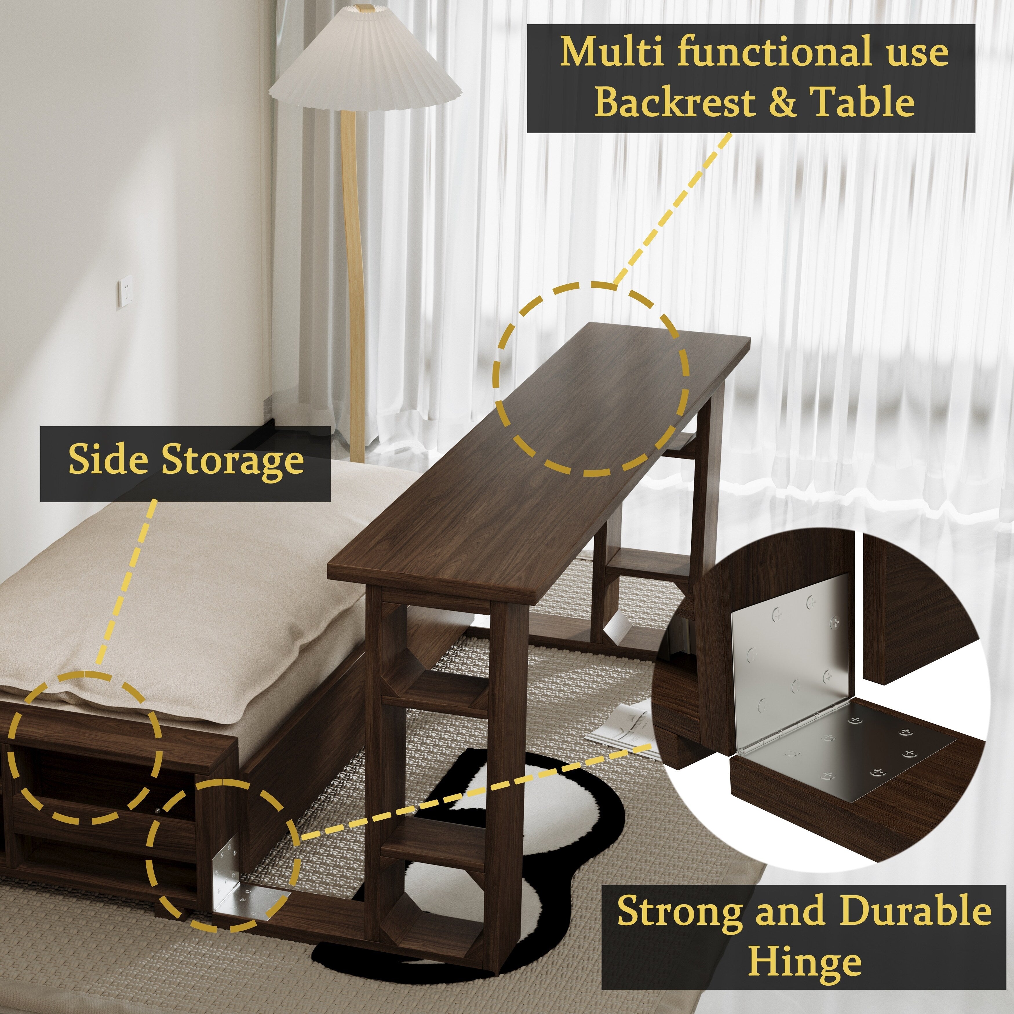 Canapé-lit convertible beige avec rangement