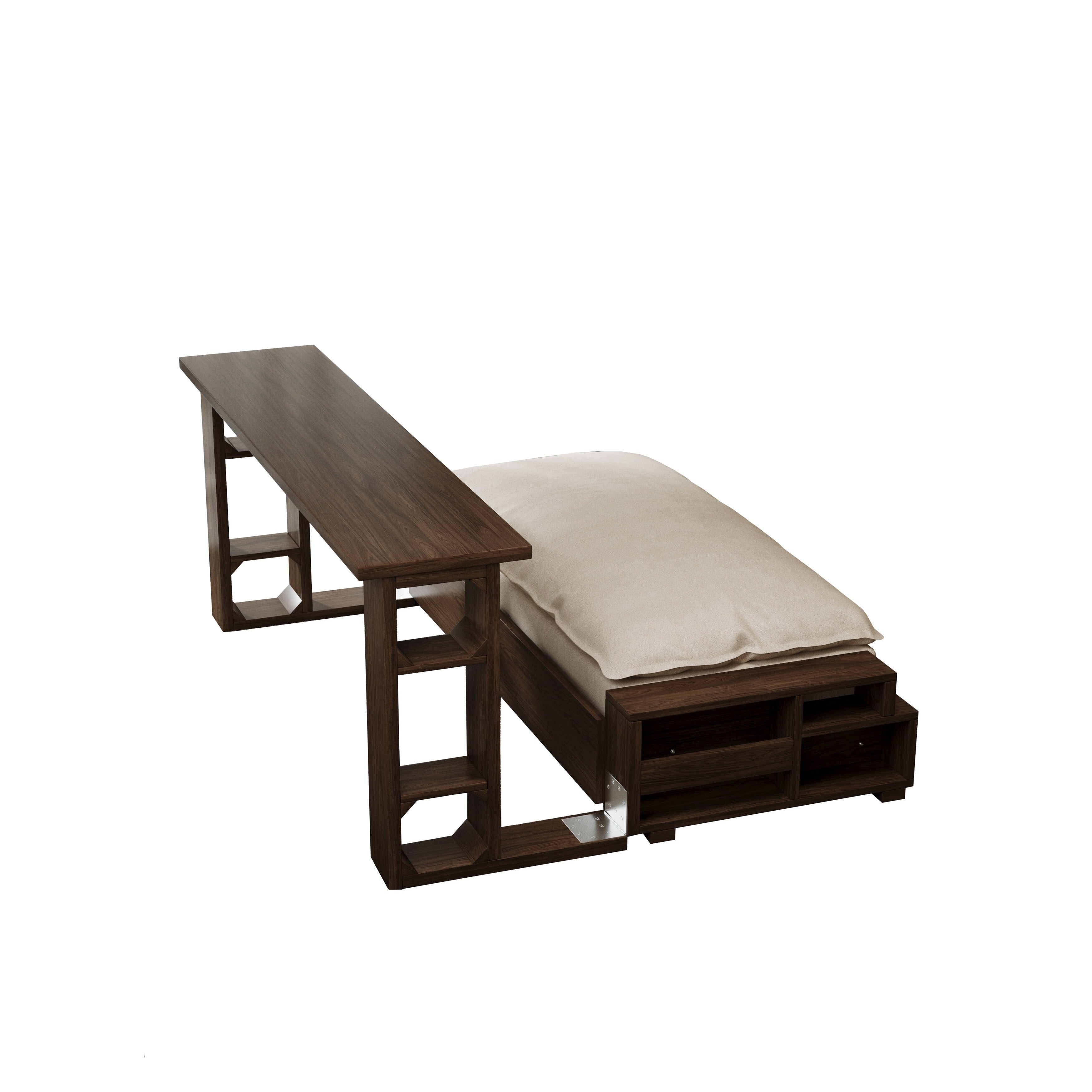 Canapé-lit convertible beige avec rangement