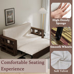 Canapé-lit convertible beige avec rangement