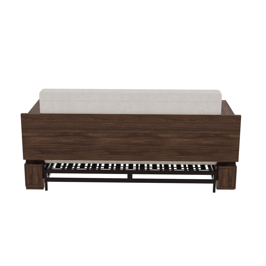 Canapé-lit convertible beige avec rangement