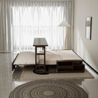 Canapé-lit convertible beige avec rangement