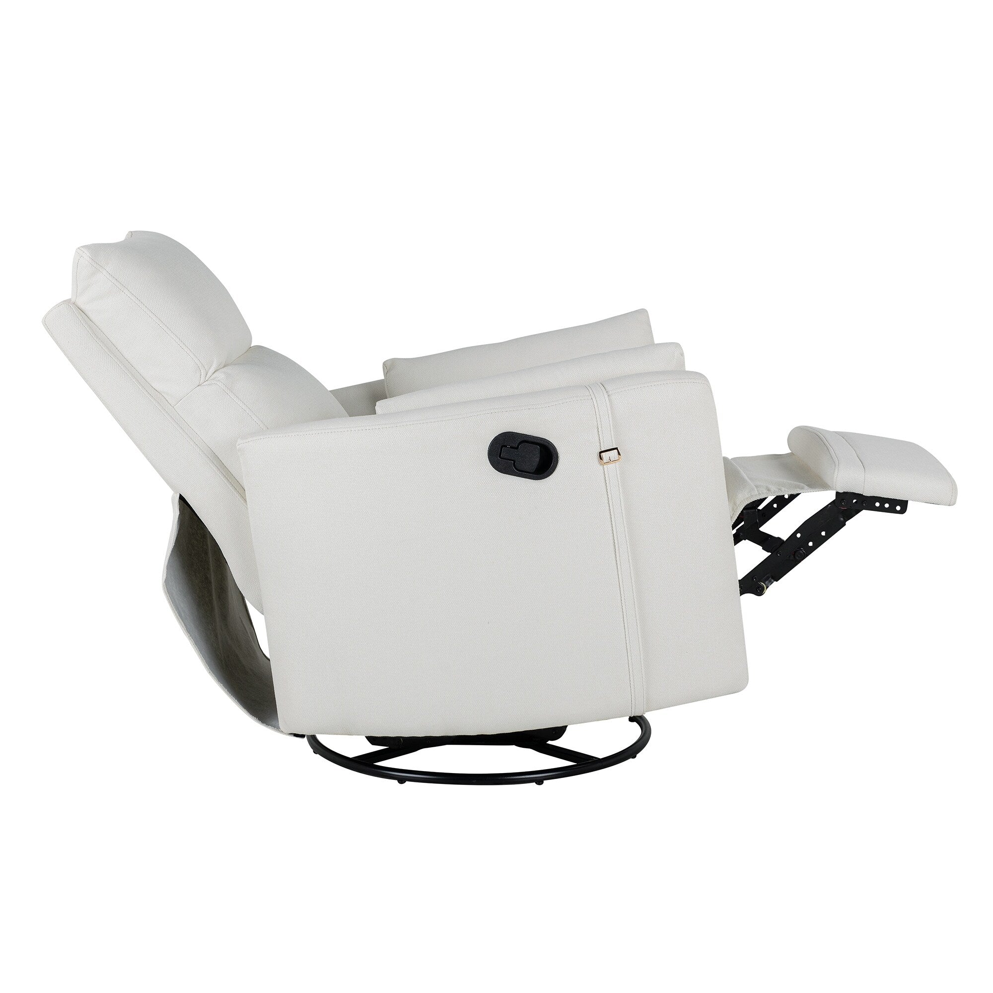 Fauteuil inclinable manuel beige pivotant à 360° avec dossier réglable, idéal avec deux oreillers amovibles