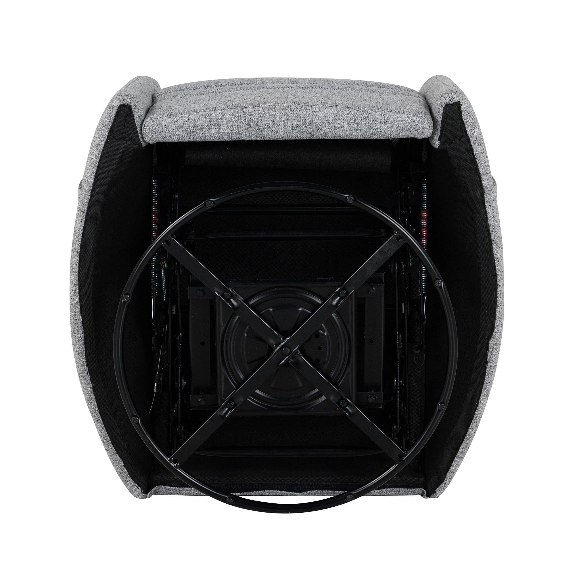 Fauteuil inclinable manuel beige pivotant à 360° avec dossier réglable, idéal avec deux oreillers amovibles