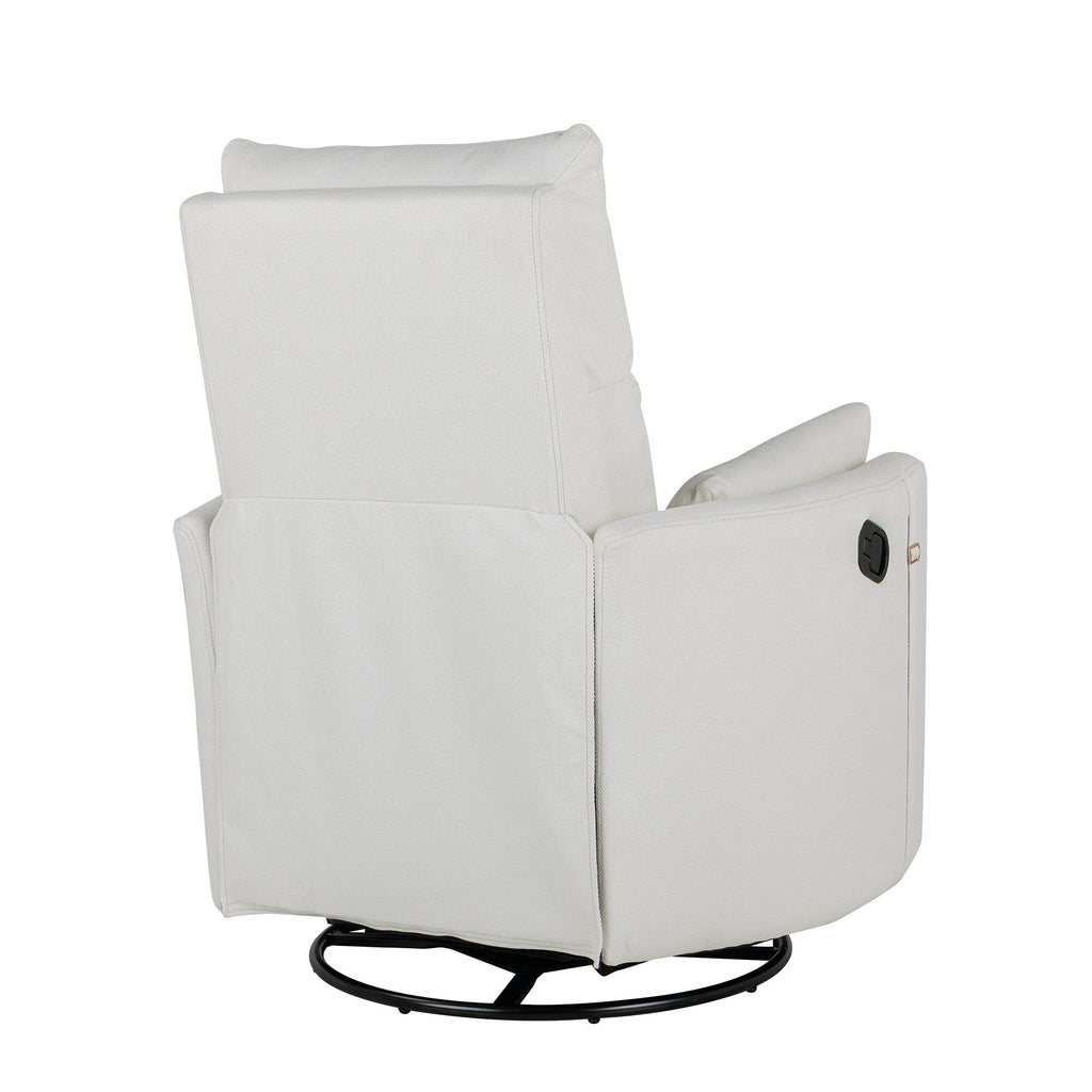 Fauteuil inclinable manuel beige pivotant à 360° avec dossier réglable, idéal avec deux oreillers amovibles