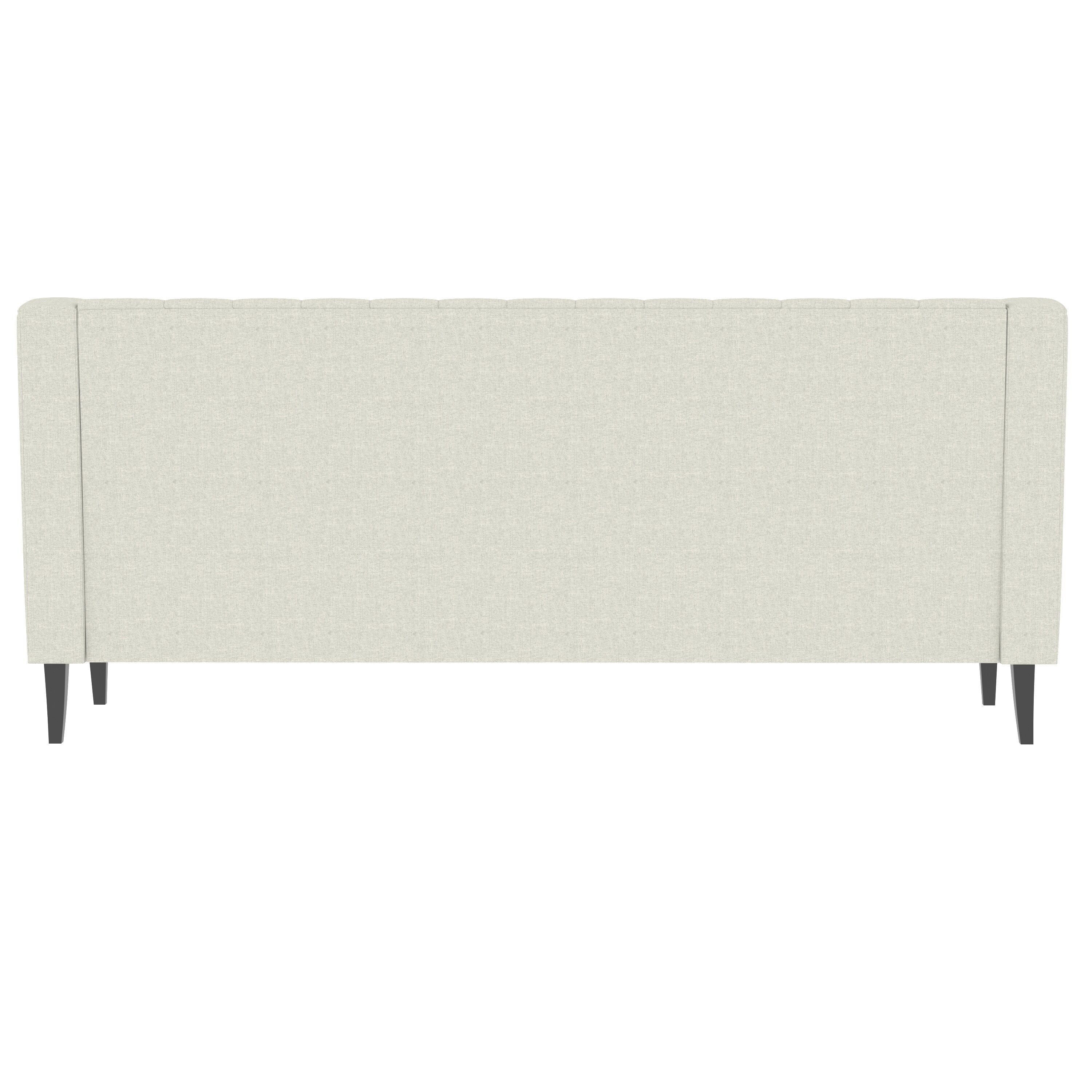 Canapé 3 places beige style Mid-Century Modern en polyester 78,75 po avec dossier capitonné et coussin confortable pour le salon