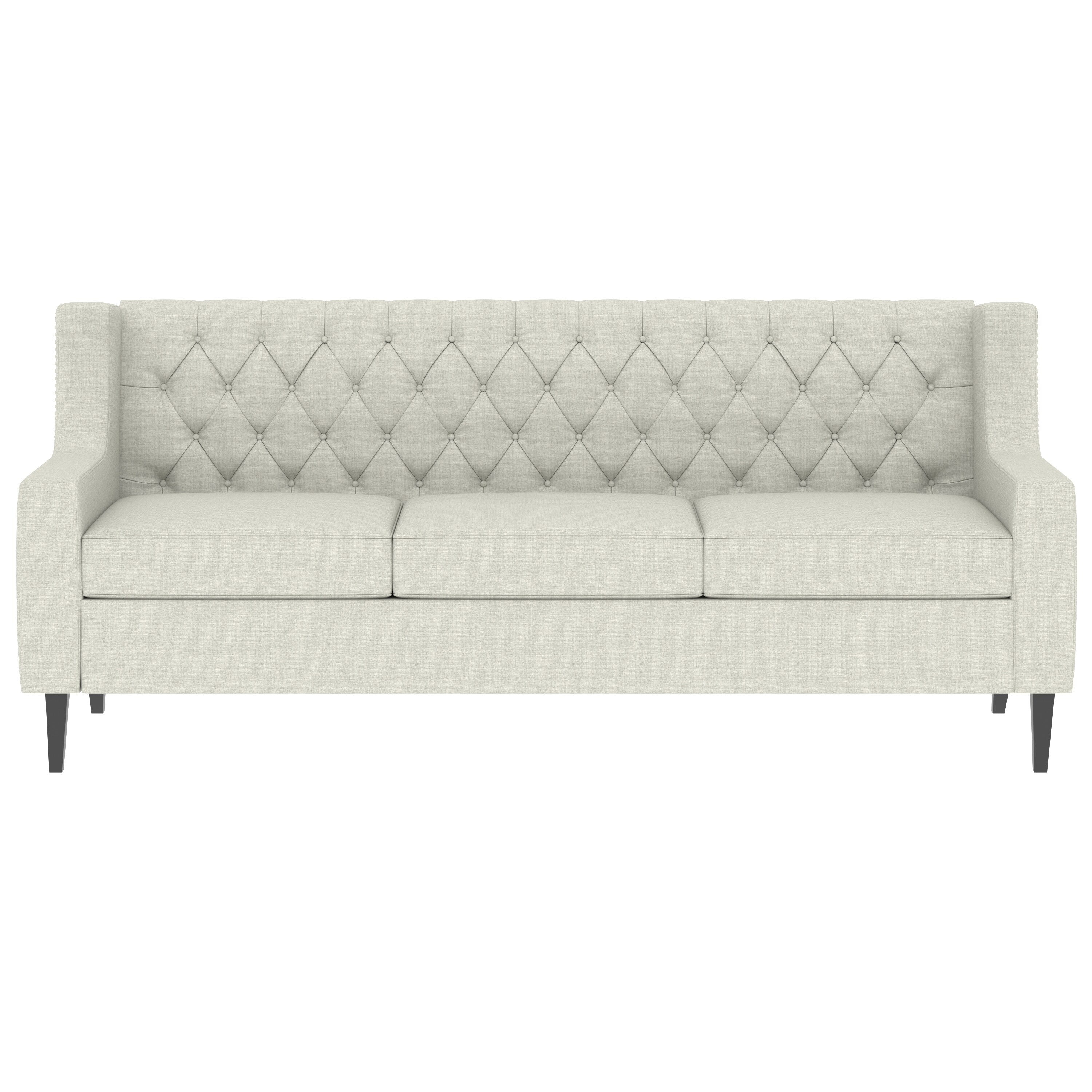 Canapé 3 places beige style Mid-Century Modern en polyester 78,75 po avec dossier capitonné et coussin confortable pour le salon