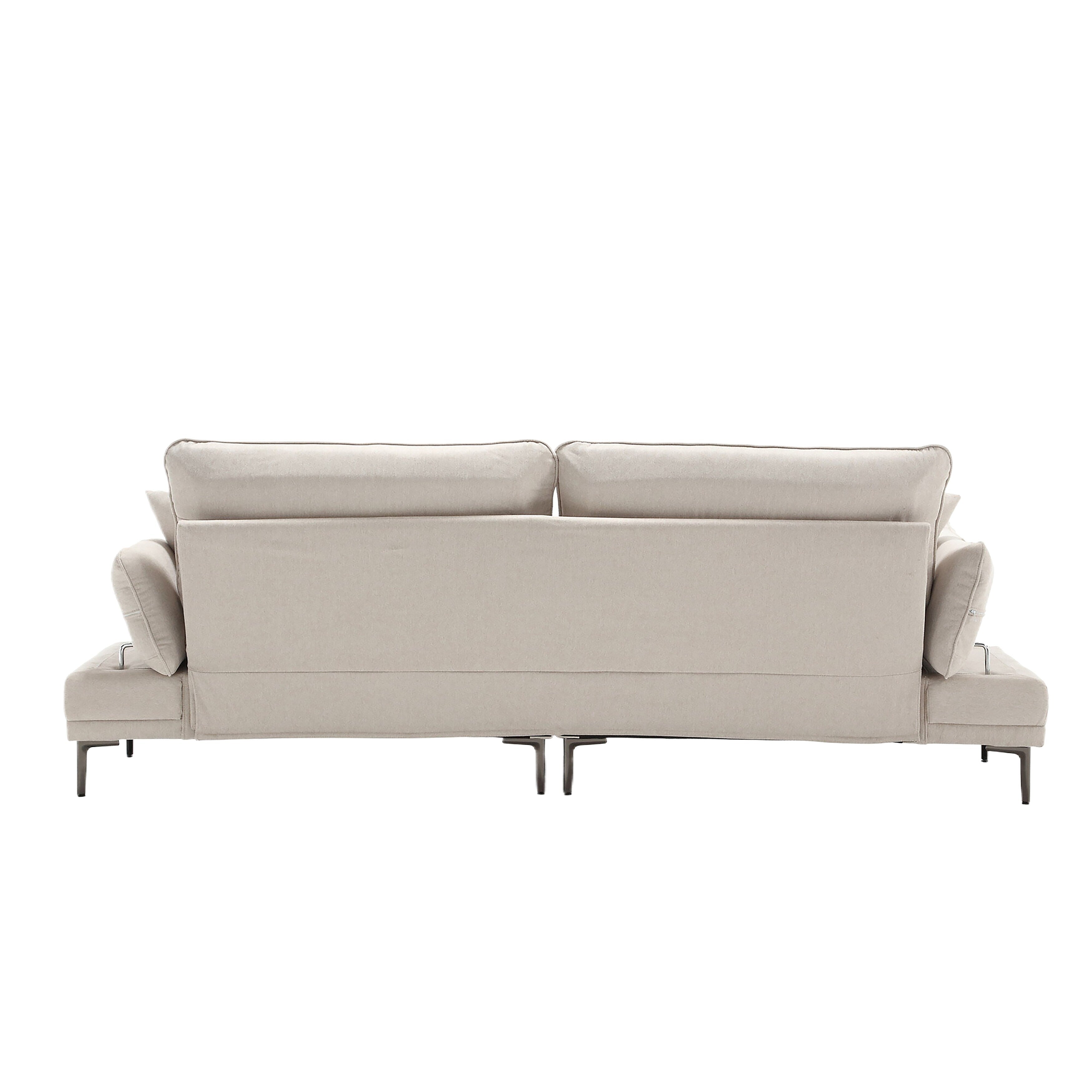 Canapé causeuse beige moderne en lin 102.36 avec accoudoirs réglables et coussins capitonnés pour le salon