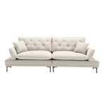 Canapé causeuse beige moderne en lin 102.36 avec accoudoirs réglables et coussins capitonnés pour le salon