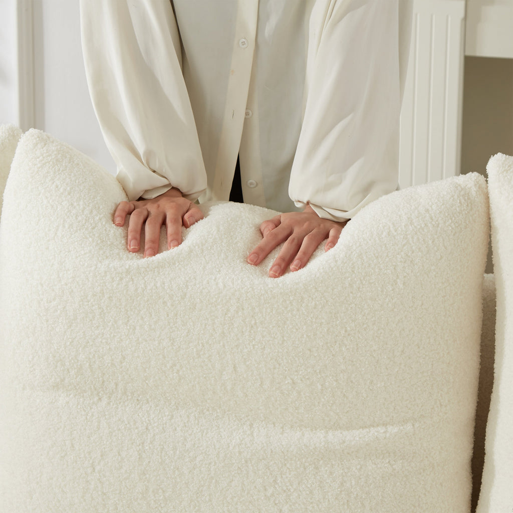 Canapé 1 place en tissu beige moderne 39,7 avec structure en bois massif et coussins en mousse haute résilience