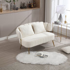 Canapé causeuse rembourré beige moderne 51,97 $ avec cadre en métal et coussins pour le salon