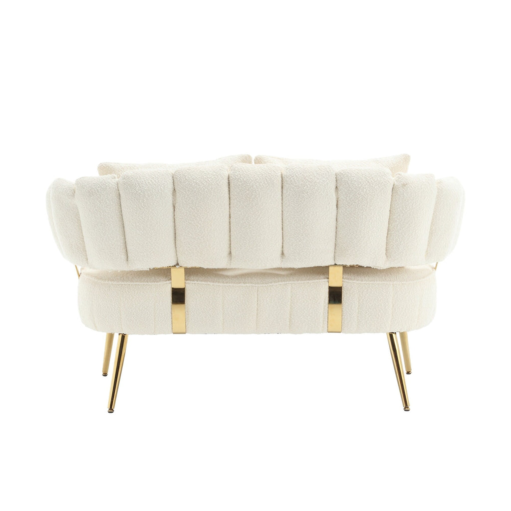 Canapé causeuse rembourré beige moderne 51,97 $ avec cadre en métal et coussins pour le salon