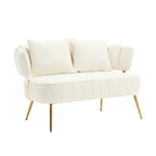Canapé causeuse rembourré beige moderne 51,97 $ avec cadre en métal et coussins pour le salon