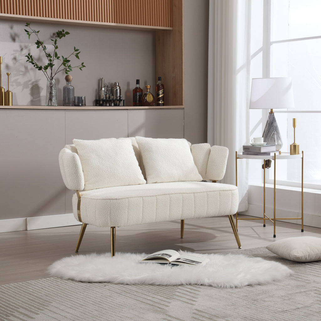 Canapé causeuse rembourré beige moderne 51,97 $ avec cadre en métal et coussins pour le salon