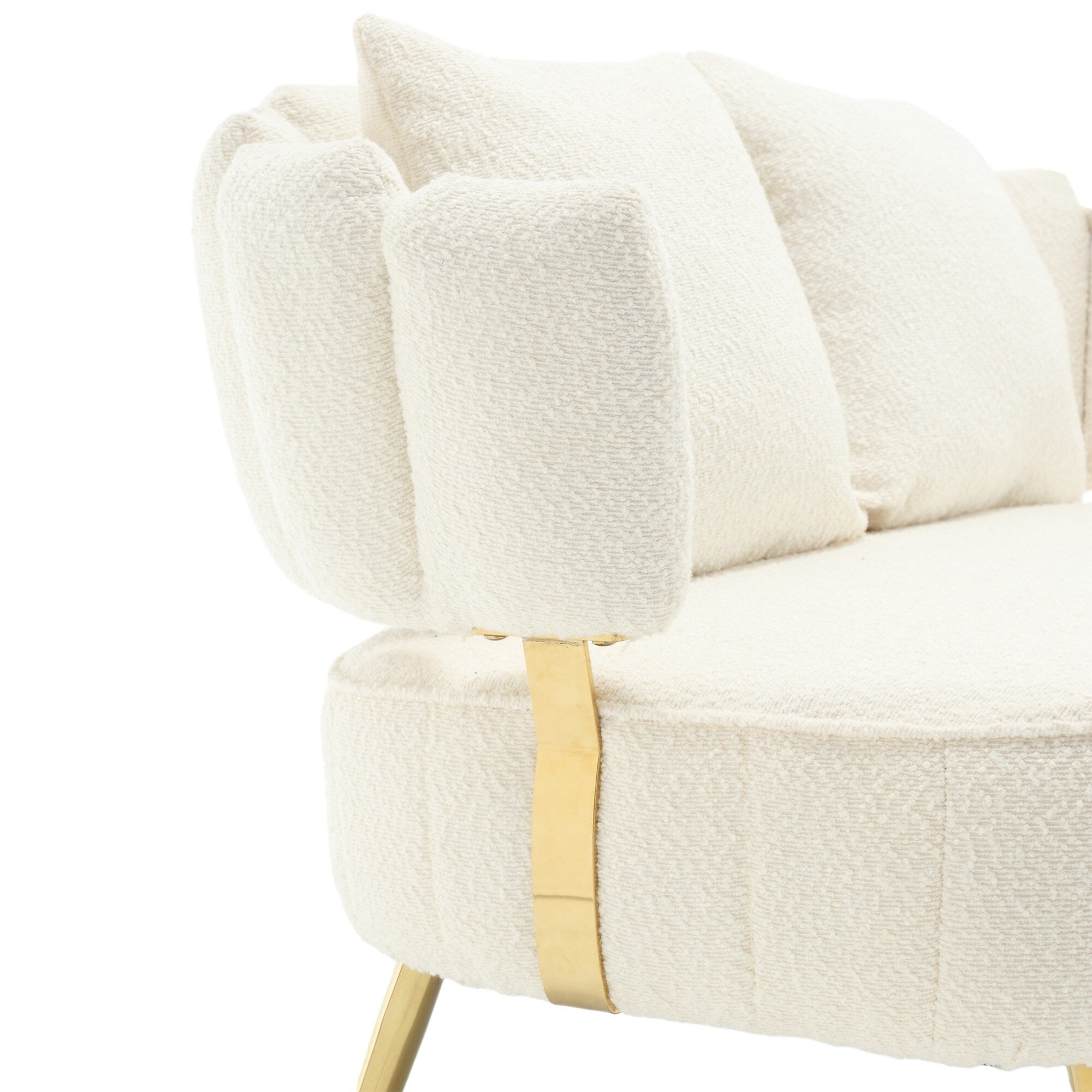 Canapé causeuse rembourré beige moderne 51,97 $ avec cadre en métal et coussins pour le salon