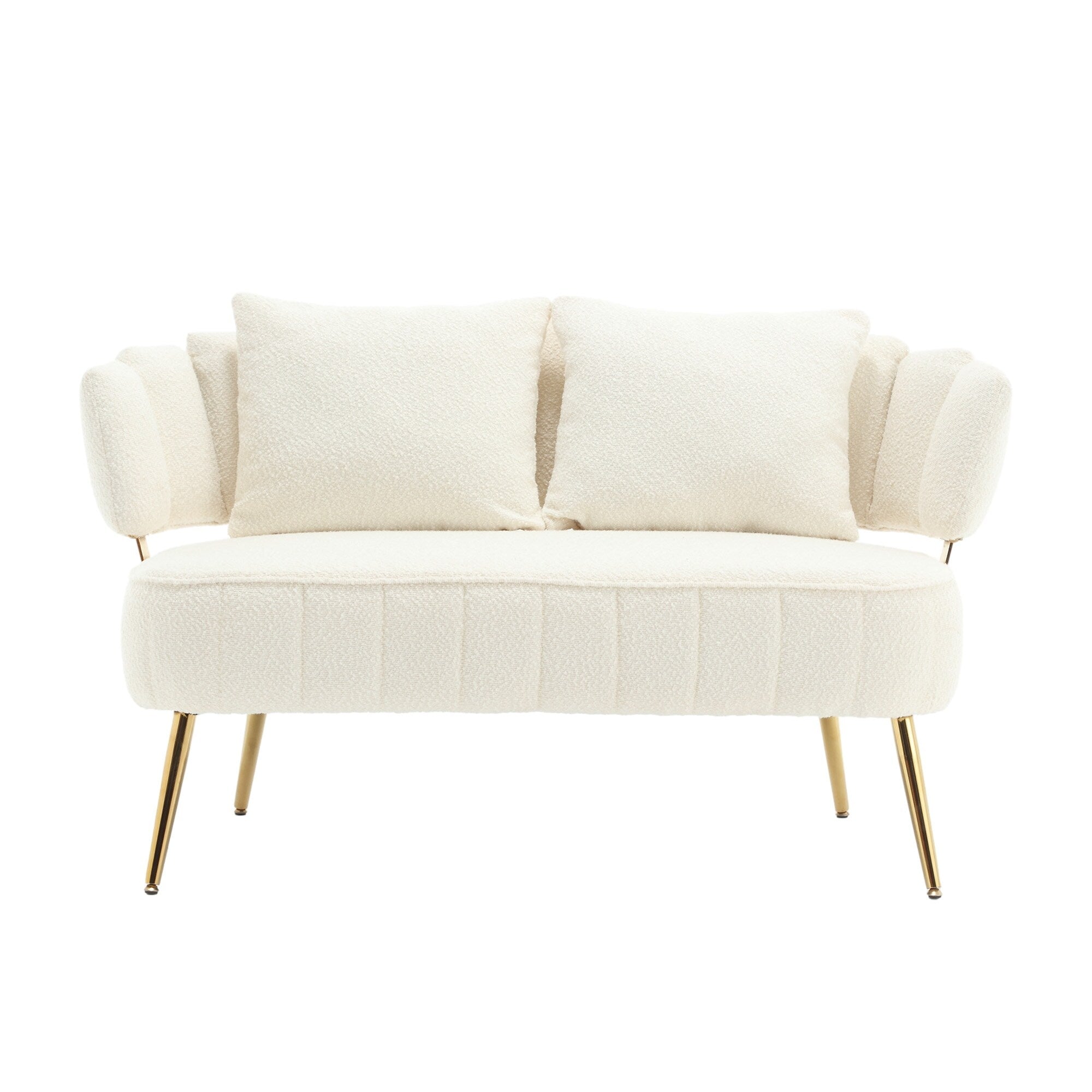 Canapé causeuse rembourré beige moderne 51,97 $ avec cadre en métal et coussins pour le salon