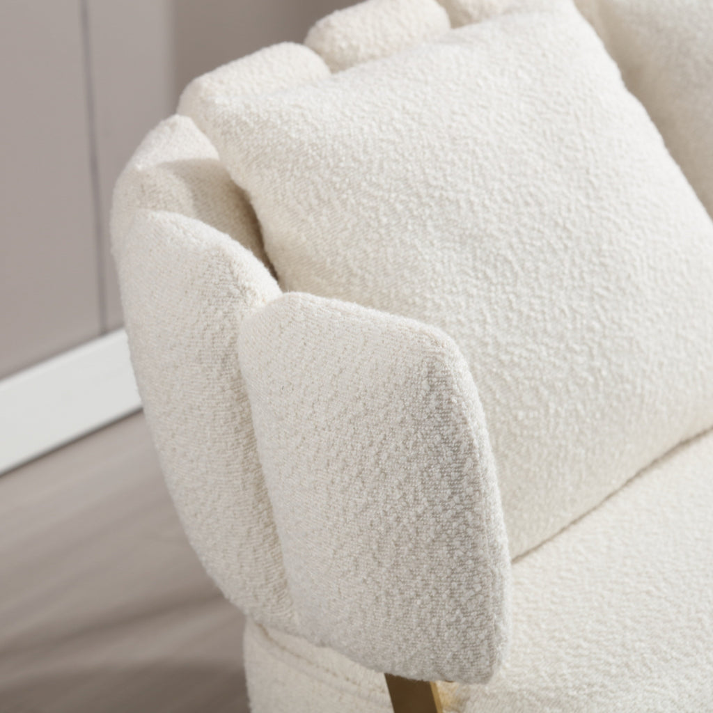 Canapé causeuse rembourré beige moderne 51,97 $ avec cadre en métal et coussins pour le salon