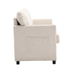 Canapé causeuse beige moderne 52,36 pouces en chenille avec poche et clous pour le salon