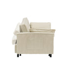 Canapé-lit gigogne en velours côtelé beige moderne 54,3 avec dossier réglable et oreillers pour le salon