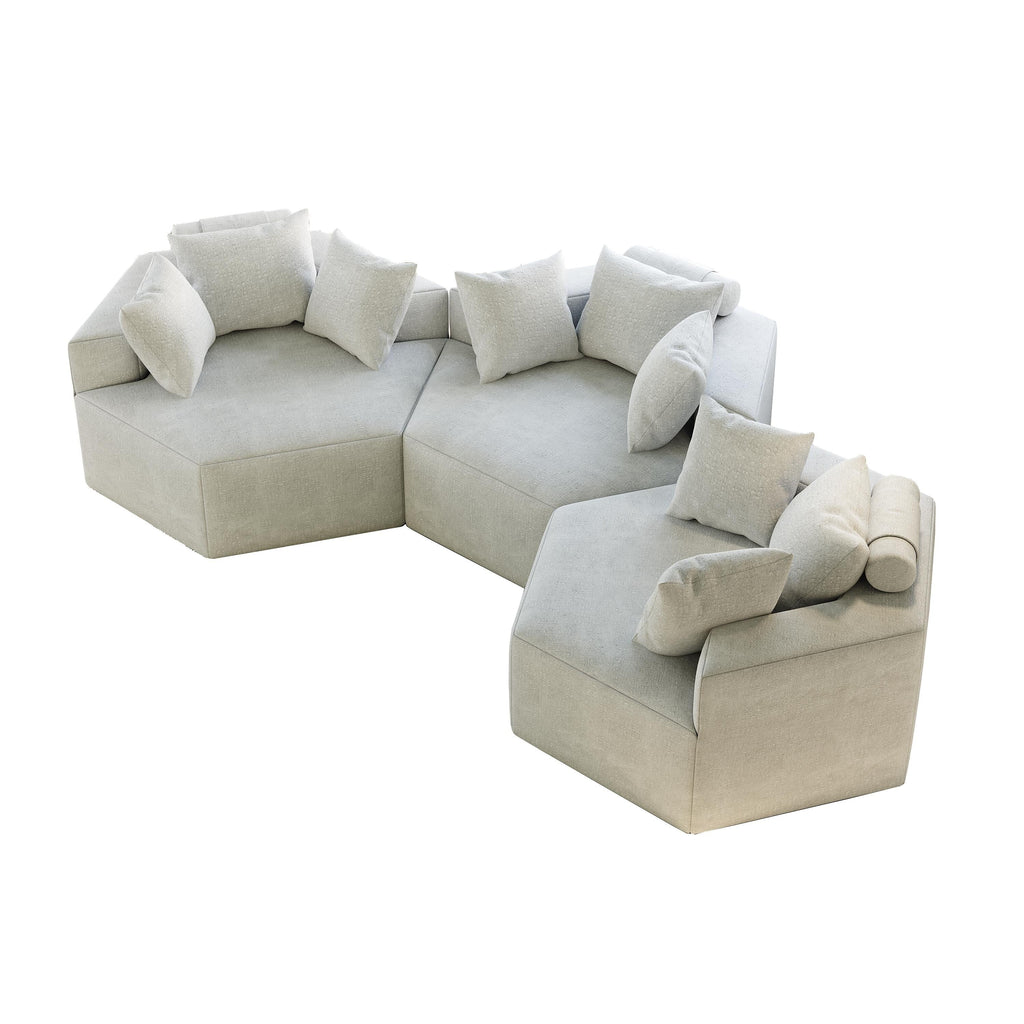 Canapé-lit simple beige moderne en éponge chenille 54 avec coussin de dossier pour le salon