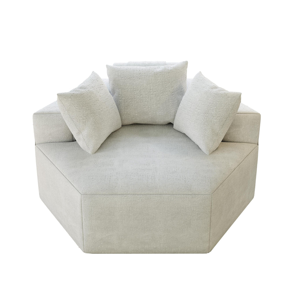 Canapé-lit simple beige moderne en éponge chenille 54 avec coussin de dossier pour le salon
