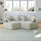 Canapé-lit simple beige moderne en éponge chenille 54 avec coussin de dossier pour le salon