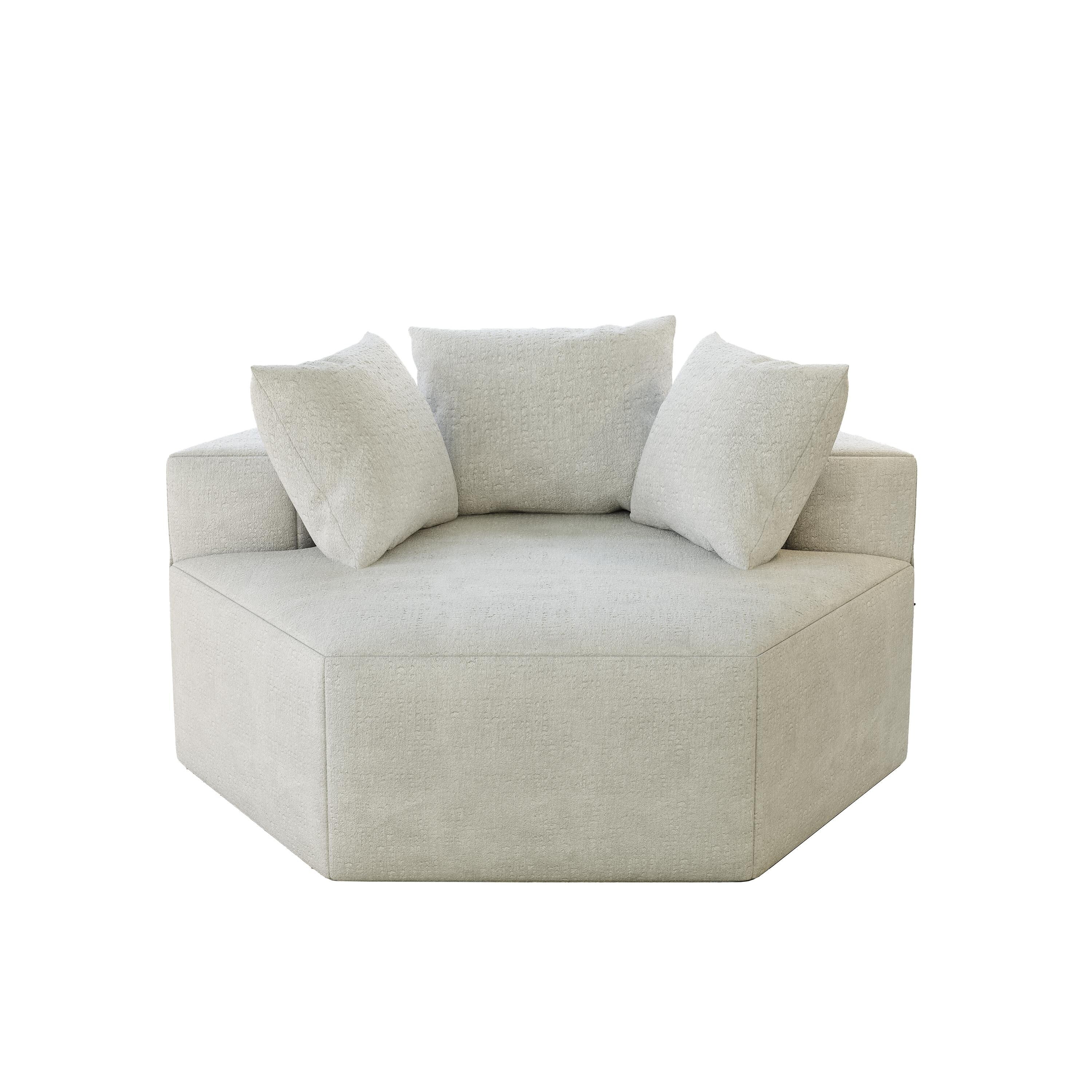 Canapé-lit simple beige moderne en éponge chenille 54 avec coussin de dossier pour le salon