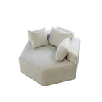 Canapé-lit simple beige moderne en éponge chenille 54 avec coussin de dossier pour le salon