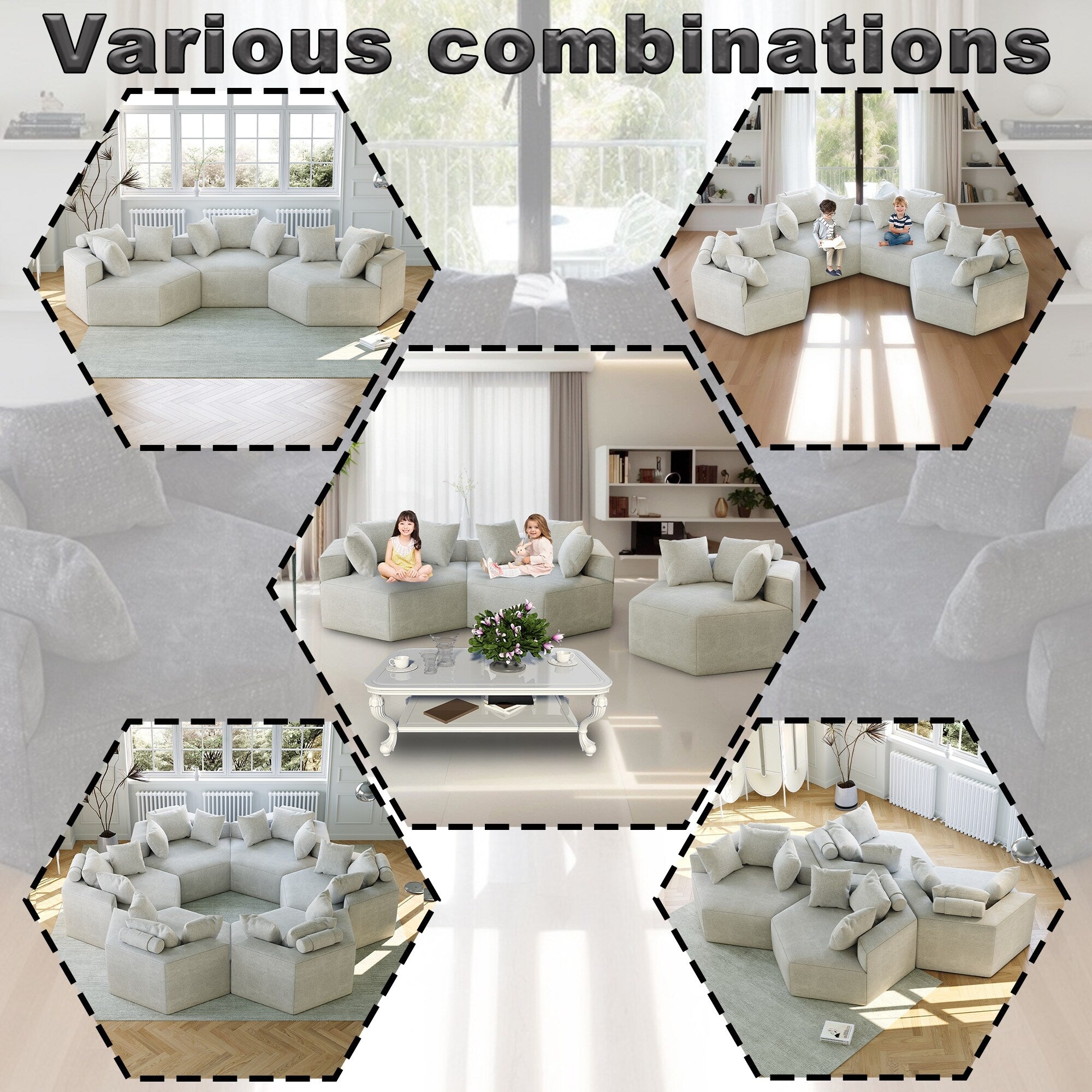 Canapé-lit simple beige moderne en éponge chenille 54 avec coussin de dossier pour le salon