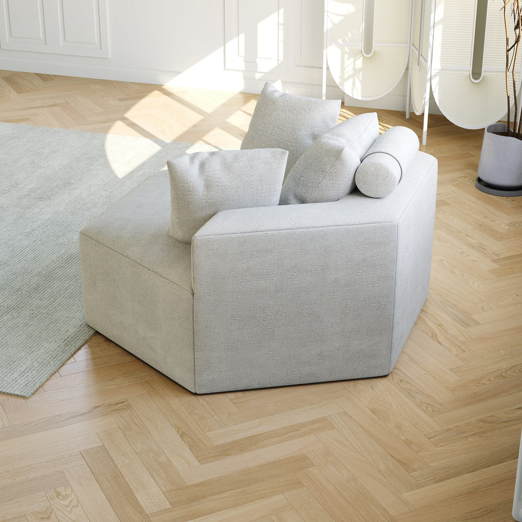 Canapé-lit simple beige moderne en éponge chenille 54 avec coussin de dossier pour le salon