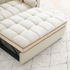 Canapé-lit convertible en velours beige moderne de 55,5 pouces avec coussins et poches latérales pour le salon