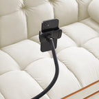 Canapé-lit convertible en velours beige moderne de 55,5 pouces avec coussins et poches latérales pour le salon