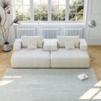 Canapé-lit simple beige moderne en éponge chenille 55 avec coussin de dossier pour salon