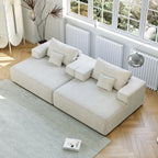 Canapé-lit simple beige moderne en éponge chenille 55 avec coussin de dossier pour salon