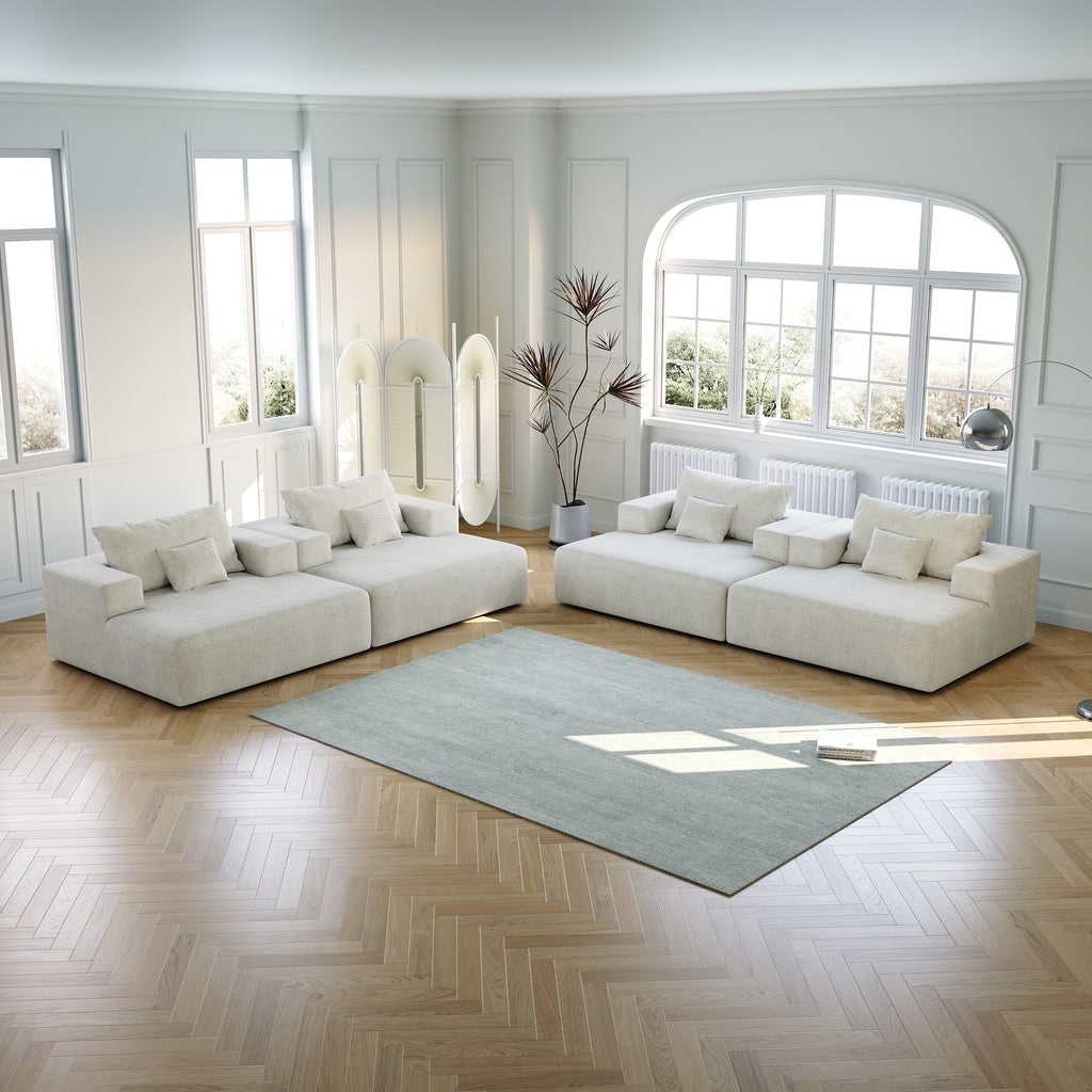 Canapé-lit simple beige moderne en éponge chenille 55 avec coussin de dossier pour salon