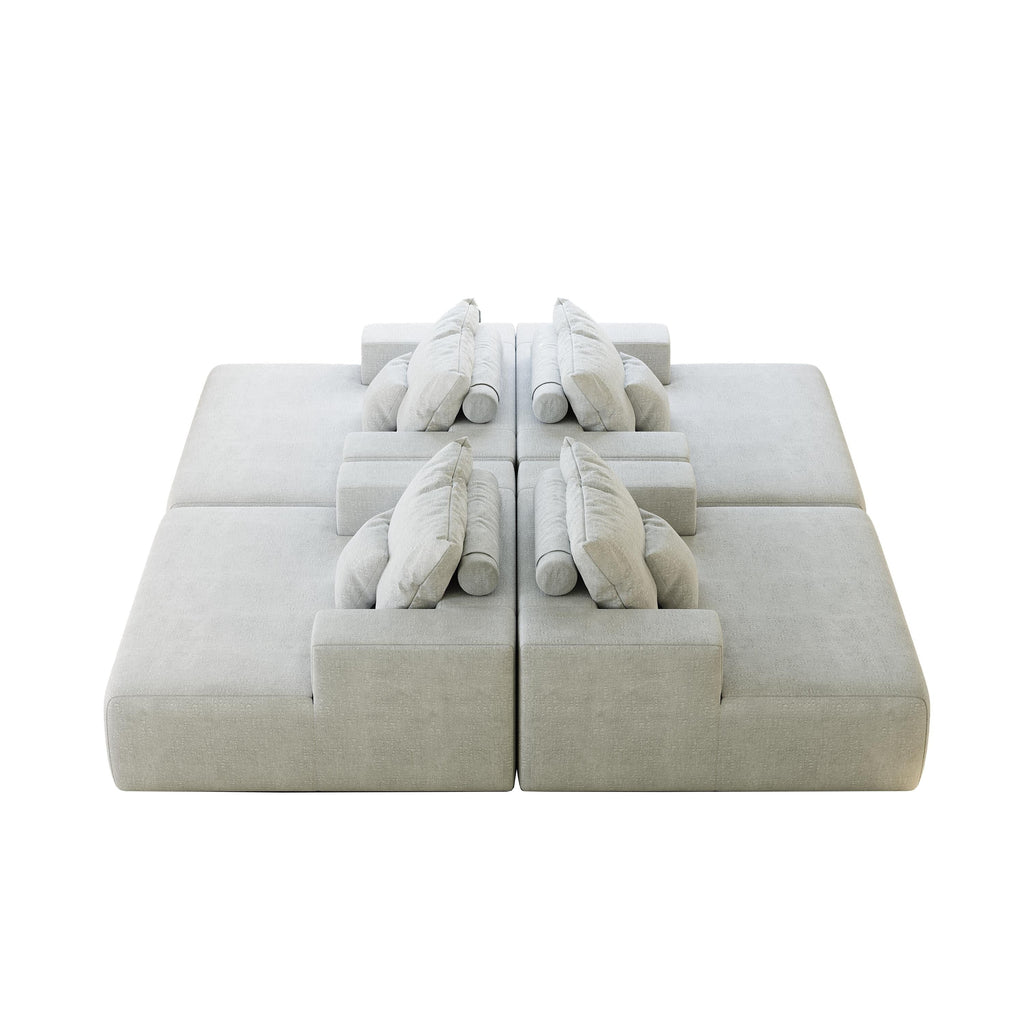 Canapé-lit simple beige moderne en éponge chenille 55 avec coussin de dossier pour salon