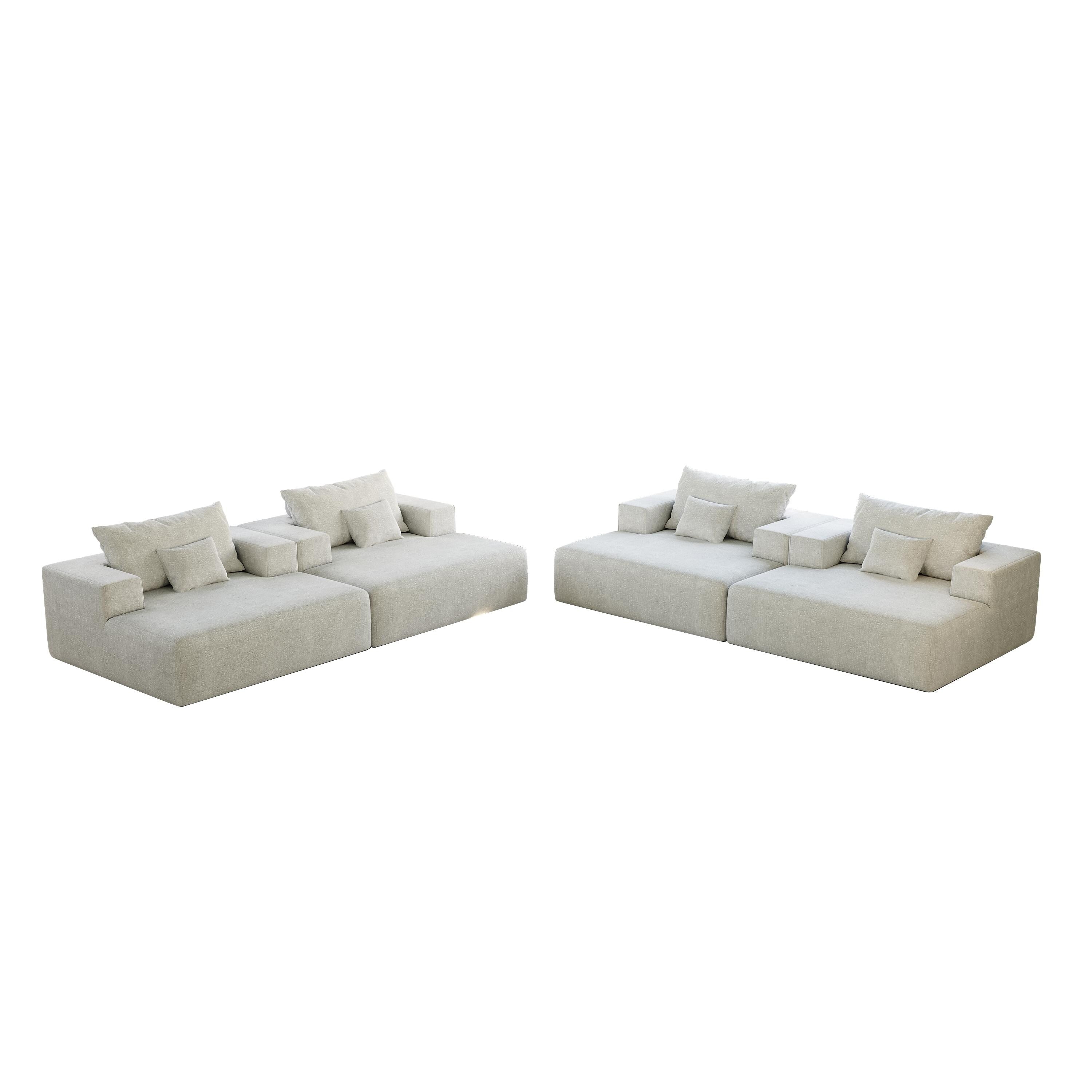 Canapé-lit simple beige moderne en éponge chenille 55 avec coussin de dossier pour salon