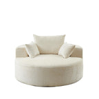 Canapé-lit simple rond beige moderne de 55 cm en chenille éponge avec coussin de dossier pour le salon