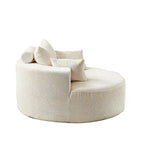 Canapé-lit simple rond beige moderne de 55 cm en chenille éponge avec coussin de dossier pour le salon