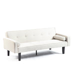 Canapé-lit futon convertible 3 places beige moderne 71,65 avec pieds en bois massif et oreillers pour le salon