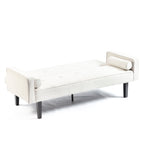 Canapé-lit futon convertible 3 places beige moderne 71,65 avec pieds en bois massif et oreillers pour le salon